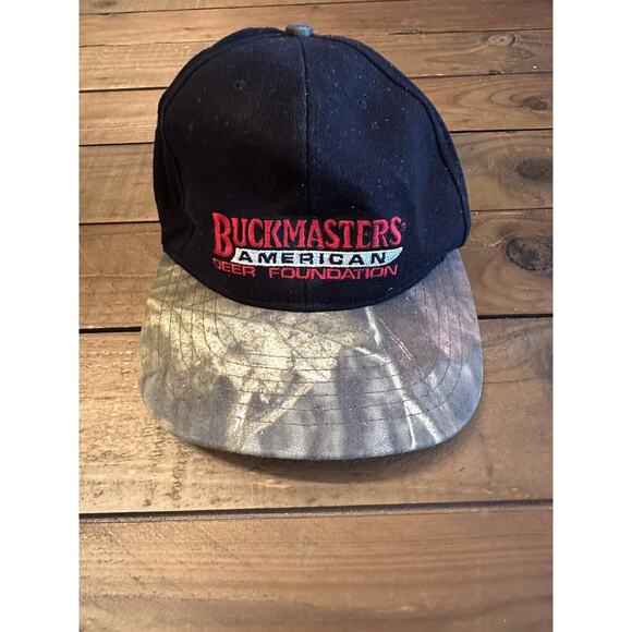 Vintage Buckmasters Member Camo Black Embroidered Hat Deer Hunting Made USA - Picture 1 of 4